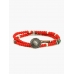 Красный двойной браслет 1OZ из антикварных бусин, бирюзы и с серебряным замком-кончо