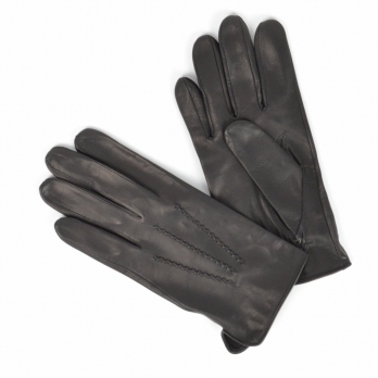Черные перчатки из кожи козы без подкладки АКЦЕНТ