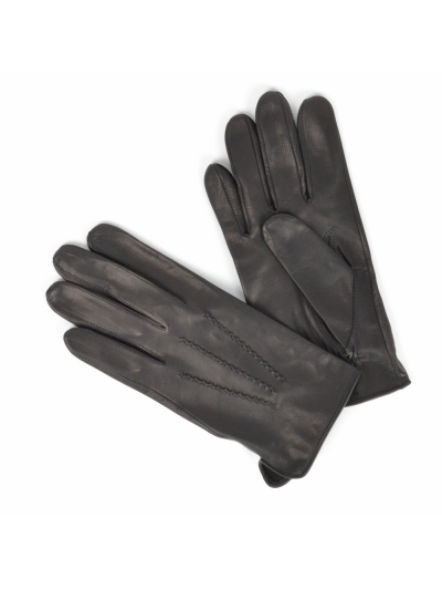 Черные перчатки из кожи козы без подкладки АКЦЕНТ