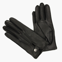 Черные перчатки из оленьей кожи без подкладки АКЦЕНТ