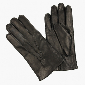 Черные перчатки ручной работы из овчины с подкладкой АКЦЕНТ