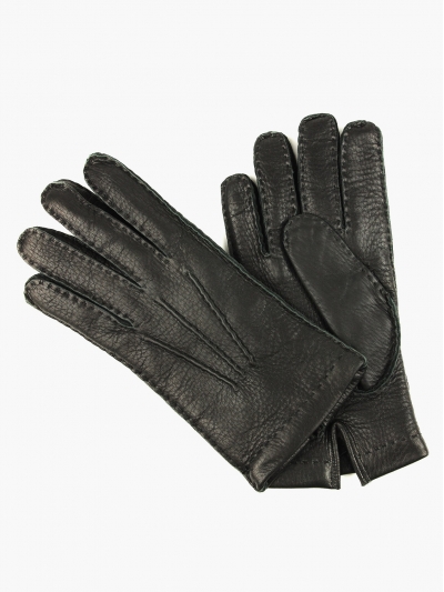 Тёмно-серые перчатки ручной работы OMEGA из кожи оленя с подкладкой из шерсти
