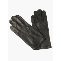 Чёрные перчатки ручной работы OMEGA из кожи ягненка с подкладкой из шёлка