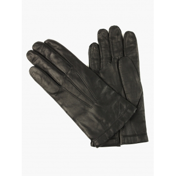 Чёрные перчатки ручной работы OMEGA из кожи ягненка с подкладкой из шерсти