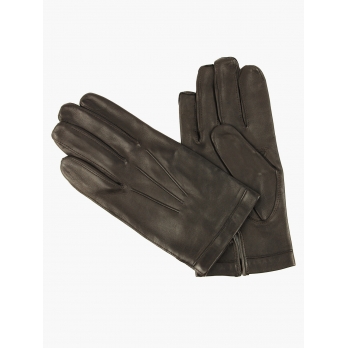 Тёмно-коричневые перчатки ручной работы OMEGA из кожи ягненка с подкладкой из шёлка