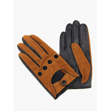 Водительские перчатки СORDUROY из коричневой замши и синей кожи