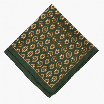 Темно-зеленый узорный шелковый платок PAOLO ALBIZZATI