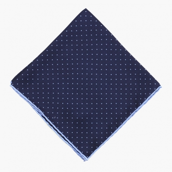 Темно-синий шелковый платок в голубую точку PAOLO ALBIZZATI