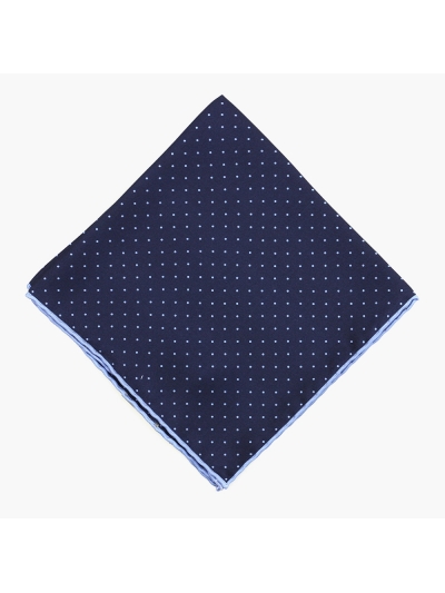 Темно-синий шелковый платок в голубую точку PAOLO ALBIZZATI