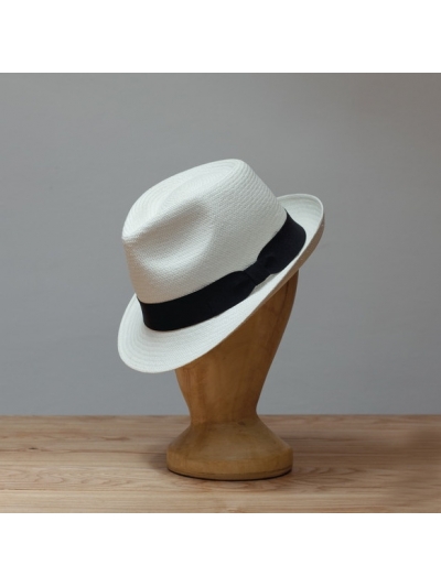 Белая соломенная шляпа Трилби с малыми полями K.Dorfzaun /Toquilla Straw, Cuenca Weave/