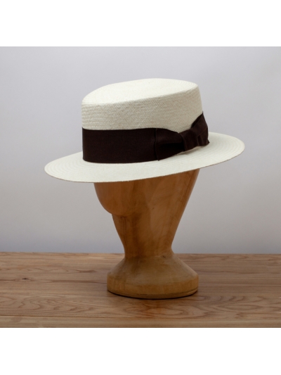 Соломенная шляпа Канотье натурального цвета K.Dorfzaun /Toquilla Straw, Cuenca Weave/