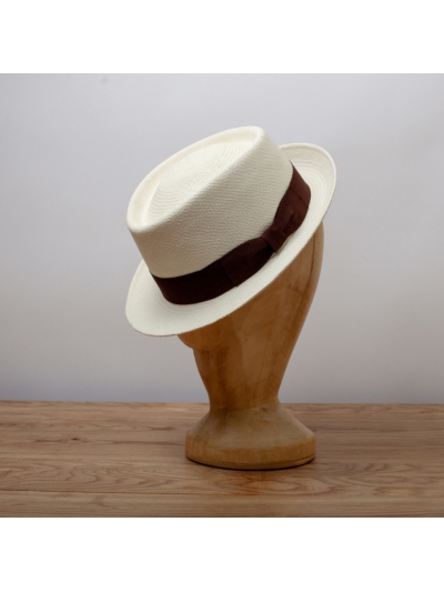 Соломенная шляпа Порк-пай натурального цвета с малыми полями K.Dorfzaun /Toquilla Straw, Brisa Weave/