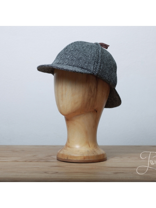 Серая твидовая шляпа Шерлока Холмса в ёлочку HANNA HATS