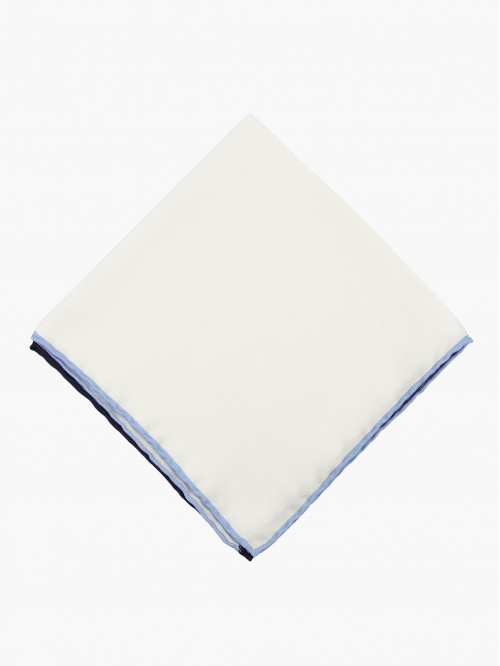 Белый шелковый платок PAOLO ALBIZZATI с сине-голубым кантом