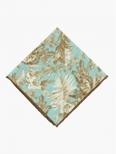 Двусторонний светло-бирюзовый платок с растительным орнаментом PAOLO ALBIZZATI