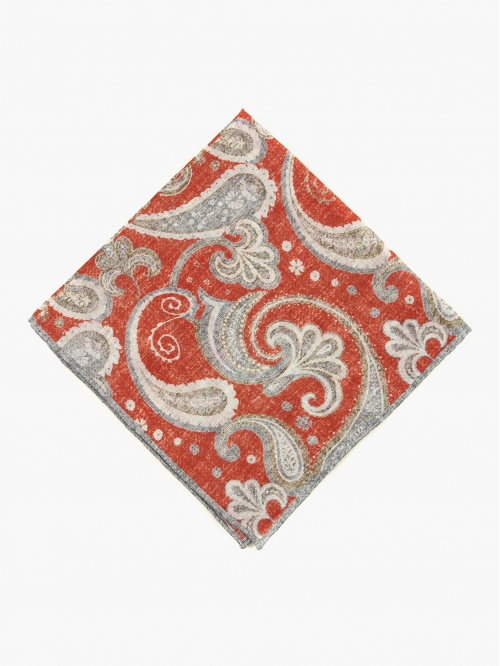 Красный льняной платок PAOLO ALBIZZATI с восточным орнаментом