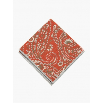 Красный платок из шелка и хлопка с растительным орнаментом PAOLO ALBIZZATI