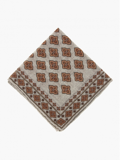 Серый платок из тонкой шерсти PAOLO ALBIZZATI с цветочным орнаментом
