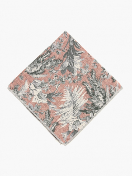 Двусторонний пыльно-розовый платок с растительным орнаментом PAOLO ALBIZZATI