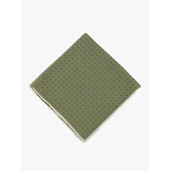 Зеленый шелковый платок PAOLO ALBIZZATI с мелким геометрическим рисунком