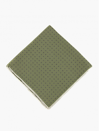 Зеленый шелковый платок PAOLO ALBIZZATI с мелким геометрическим рисунком