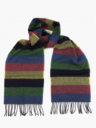 Шерстяной шарф многоцветный  #1936 JOHN HANLY в широкую полоску