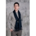 Темно-синий кашемировый шарф с бахромой PAOLO ALBIZZATI 