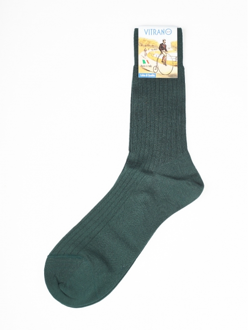 Зеленые шерстяные носки в рубчик VITRANO