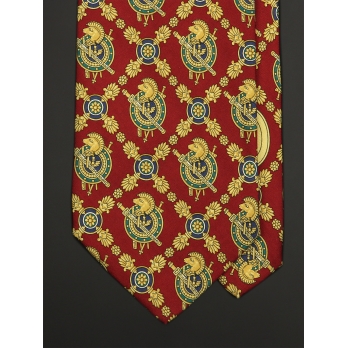 Красный шёлковый галстук CHRISTIAN DIOR с геральдическим орнаментом