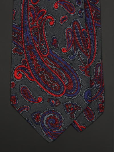 Серый шёлковый галстук CHRISTIAN DIOR с рисунком пейсли