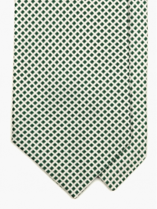 Бежевый галстук из шёлка DOLCEPUNTA в зелёный ромбик