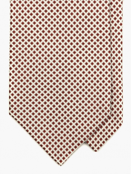 Бежевый галстук из шёлка DOLCEPUNTA в коричневый ромбик