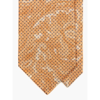 Светло-оранжевый галстук из шёлка DOLCEPUNTA в синюю крапинку, с восточным орнаментом 