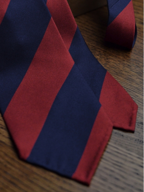 Бордово-синий галстук FOUR-IN-HAND в широкую полоску