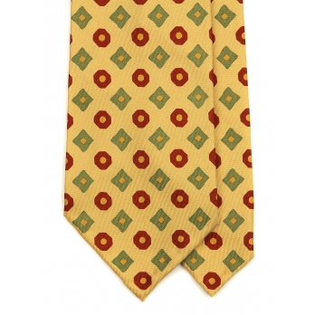 Жёлтый шелковый галстук FOUR-IN-HAND с рисунком фуляр