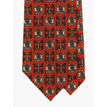 Красный шелковый галстук FOUR-IN-HAND с этническим рисунком