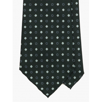 Темно-зеленый галстук из гладкого шёлка с узором фуляр FOUR-IN-HAND