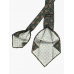 Зеленый шелковый галстук с коричневым цветочным рисунком FOUR-IN-HAND