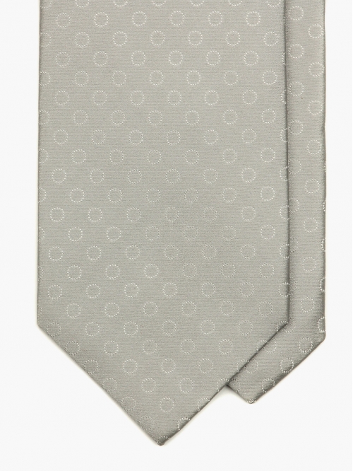 Светло-серый галстук из шёлка GaGà в крапчатый горошек