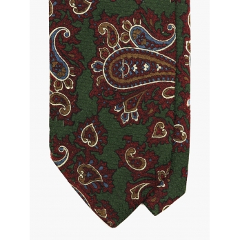 Травяной шёлковый галстук ALEXANDER NEEL с бордово-коричневым рисунком пейсли