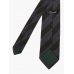 Тёмно-зелёный шёлковый галстук DANDY в серую косую полоску с коричневой окантовкой