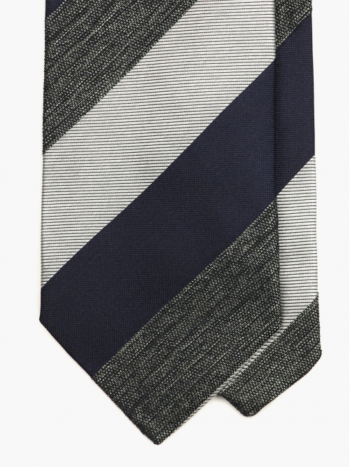 Шёлковый сине-стальной галстук PAOLO ALBIZZATI с серой полосой