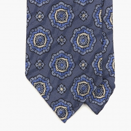 Лавандово-синий галстук с крупным узором медальон STEFANO CAU