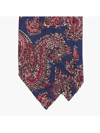 Малиново-синий галстук с крупным узором пейсли  STEFANO CAU