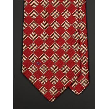 Золотисто-вишнёвый шёлковый галстук VALENTINO с ромбами