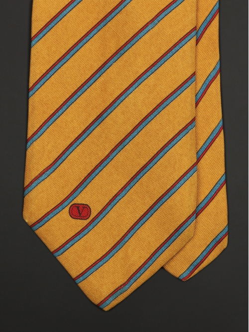 Желтый полосатый шёлковый галстук VALENTINO