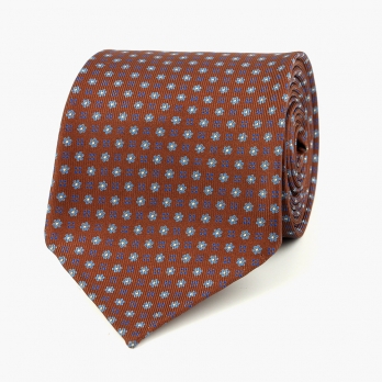 Коричневый шёлковый галстук с цветочным узором VARSUTIE