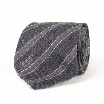 Серый галстук в полоску из шелка-гренадина и шерсти VARSUTIE