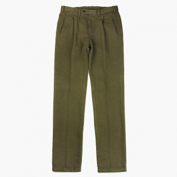 Зелёные брюки-чинос из хлопка и шерсти с защипами GERMANO