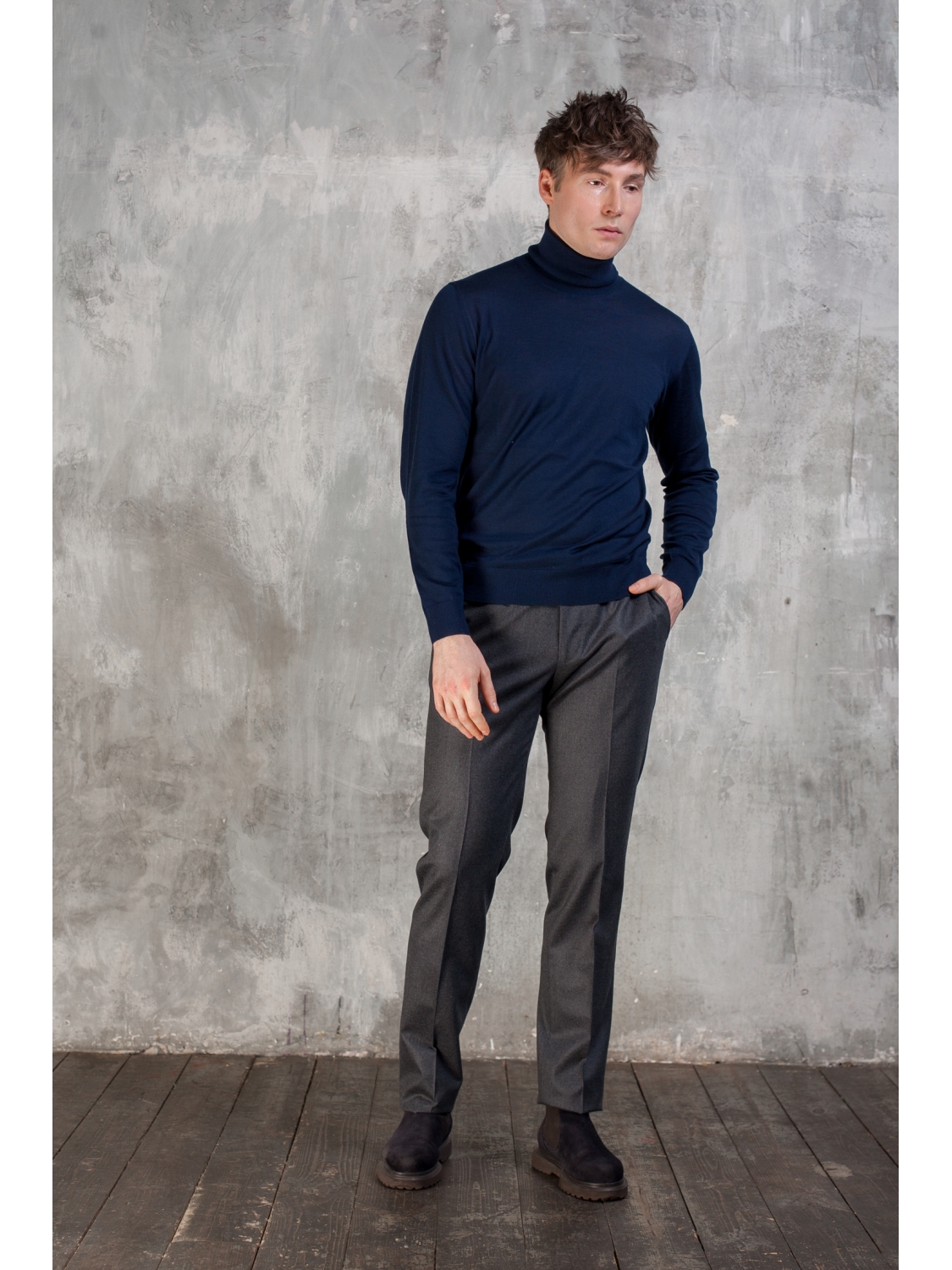 Фланелевые брюки мужские со стрелками классические шерстяные серые зауженныеGermano купить в интернет-магазине в Москве